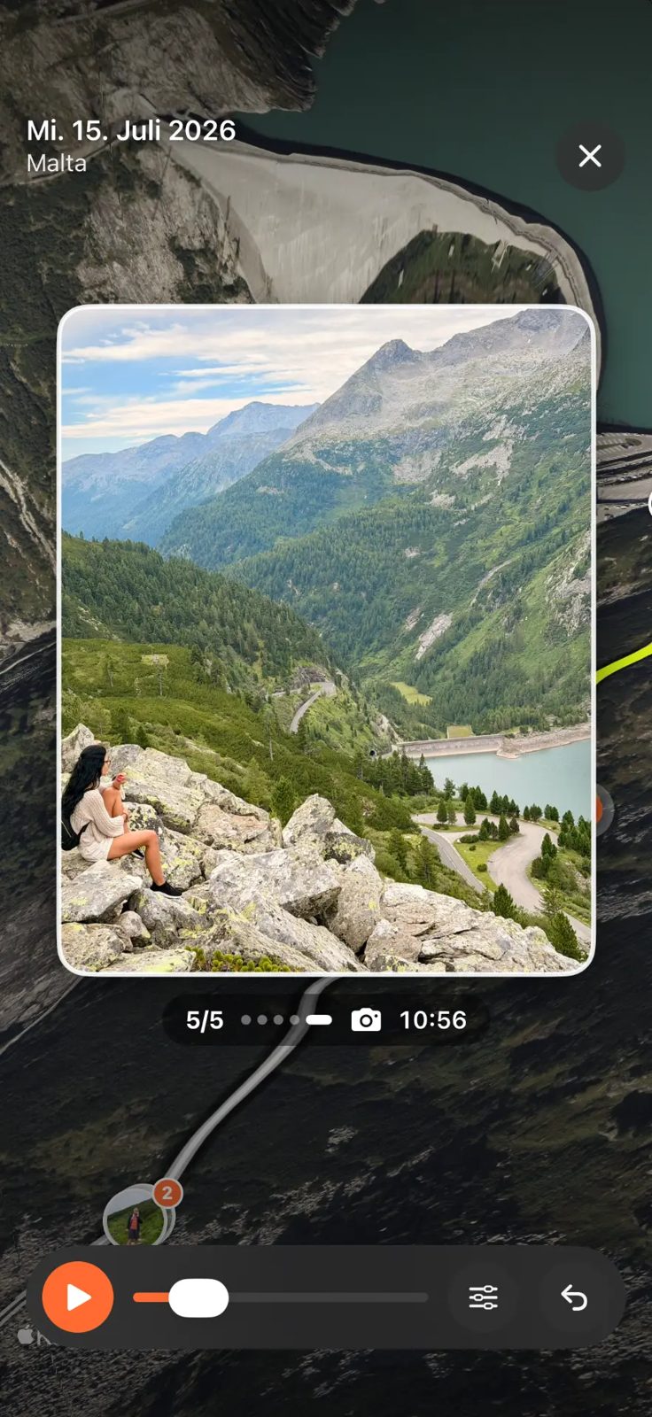 3D-Flug mit Foto-Diashow an der Aufnahmestelle